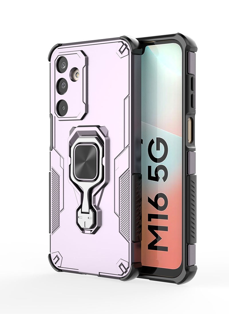 Case for Samsung Galaxy M16 / F16 with Kickstand, PC+TPU Dual-Layer Hybrid Protection Back Cover,Rose Gold - Image 1