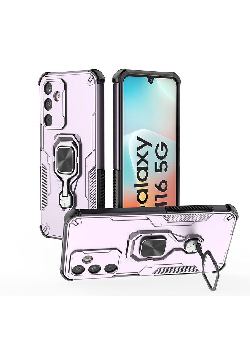 Case for Samsung Galaxy M16 / F16 with Kickstand, PC+TPU Dual-Layer Hybrid Protection Back Cover,Rose Gold - Image 4
