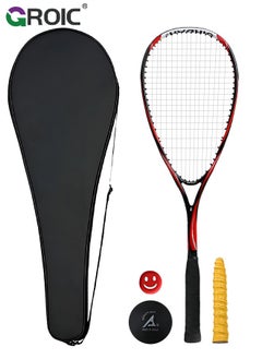 GROIC 1 Pack Squash Racket Set for Adults, 27 Inch Squash Racket Tennis Racket for Beginner and Professional with 1 Squash Balls,  1 Vibration Damper, 1 Handles Grips, 1 Tennis Bag  - Image 1