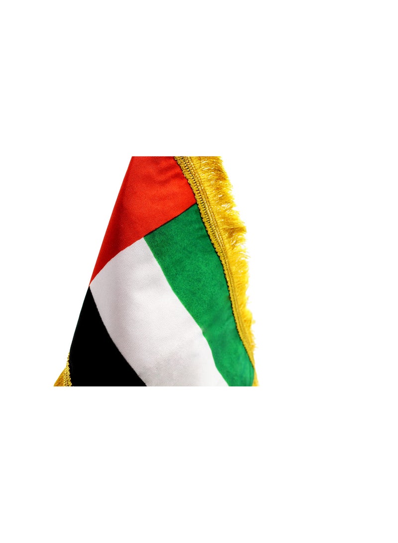 ماركة غير محددة حامل علم طاولة معدني لدولة الإمارات العربية المتحدة - حامل سارية علم متين للمكتب أو المنزل أو المكتب أو المناسبات لتزيين طاولة المؤتمرات - حامل عمود أعلام صغير - حامل علم معدني فضي للمدارس  - Image 2