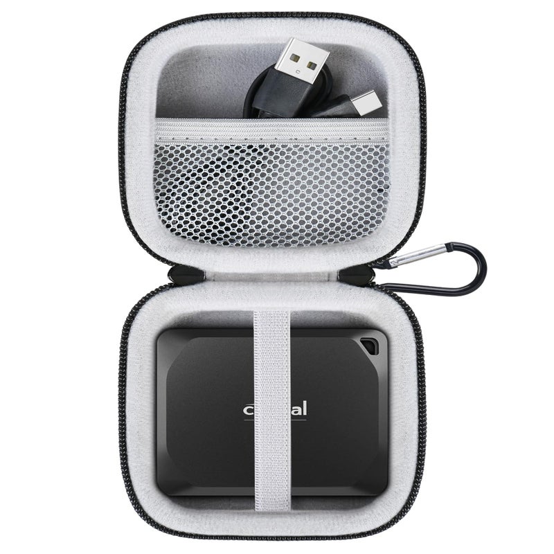 Lacdo Hard Drive Carrying Case for Crucial X9 Pro / X9 / X10 / X10 Pro SSD 1TB 2TB 4TB 6TB 8TB USB 3.2 Portable External Solid State Drives Shockproof Water Repellent Storage Travel Bag, Gray