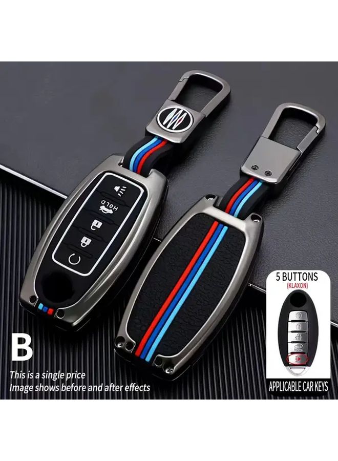 Zinc Alloy Keychain Cover With Screwdriver For Car Key Protection Compatible With INFINITI Altima Rogue Sentra Pathfinder Frontier Maxima Titan 5 Button Key Models - Image 1