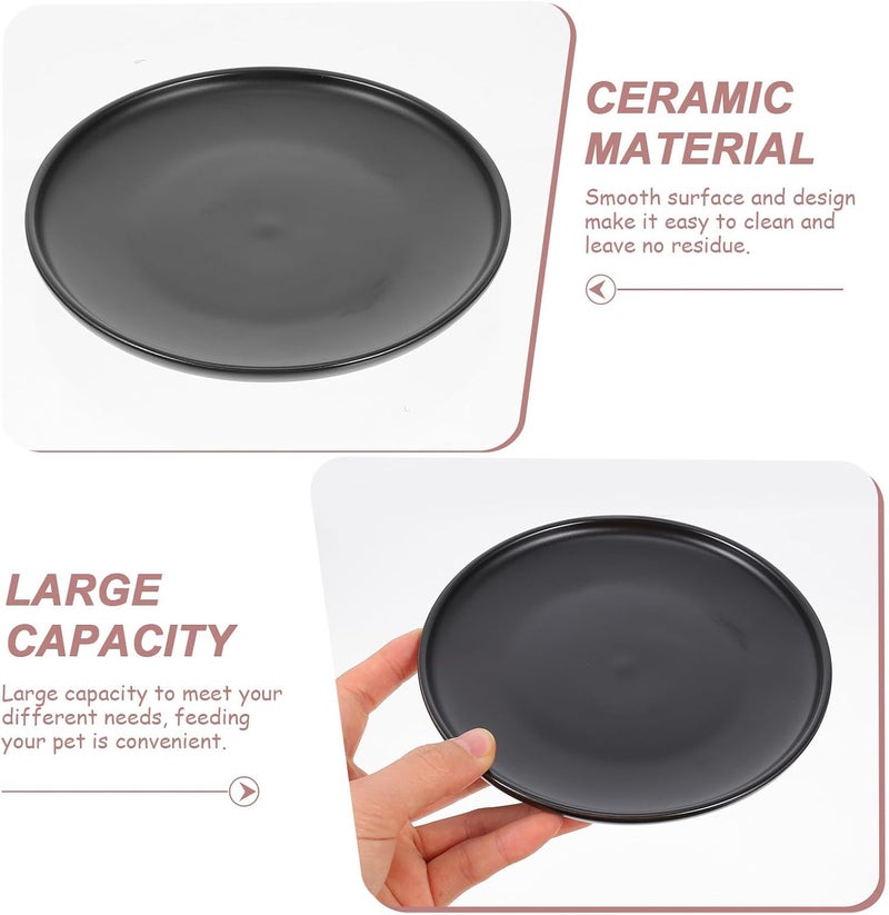 VICASKY Ceramic Cat Bowl Pet Food Plate Shallow Feeding Dish Black Protective Neck Support Pet Feeding Bowl for Cats and Small Dogs - Image 3