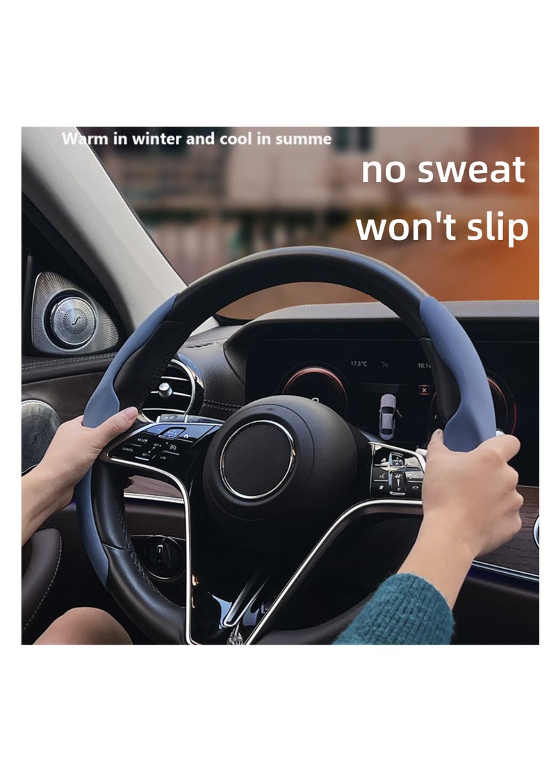 NOVOLAN NOVOLAN Car Steering Wheel Cover Skin-Friendly Liquid Hand Feeling 4 Seasons Universal Sweat-Absorbing Non-Slip Ultra-Thin Men & Women Car Handle Cover Concave & Convex Design Easy to Clean (navy)  - Image 3