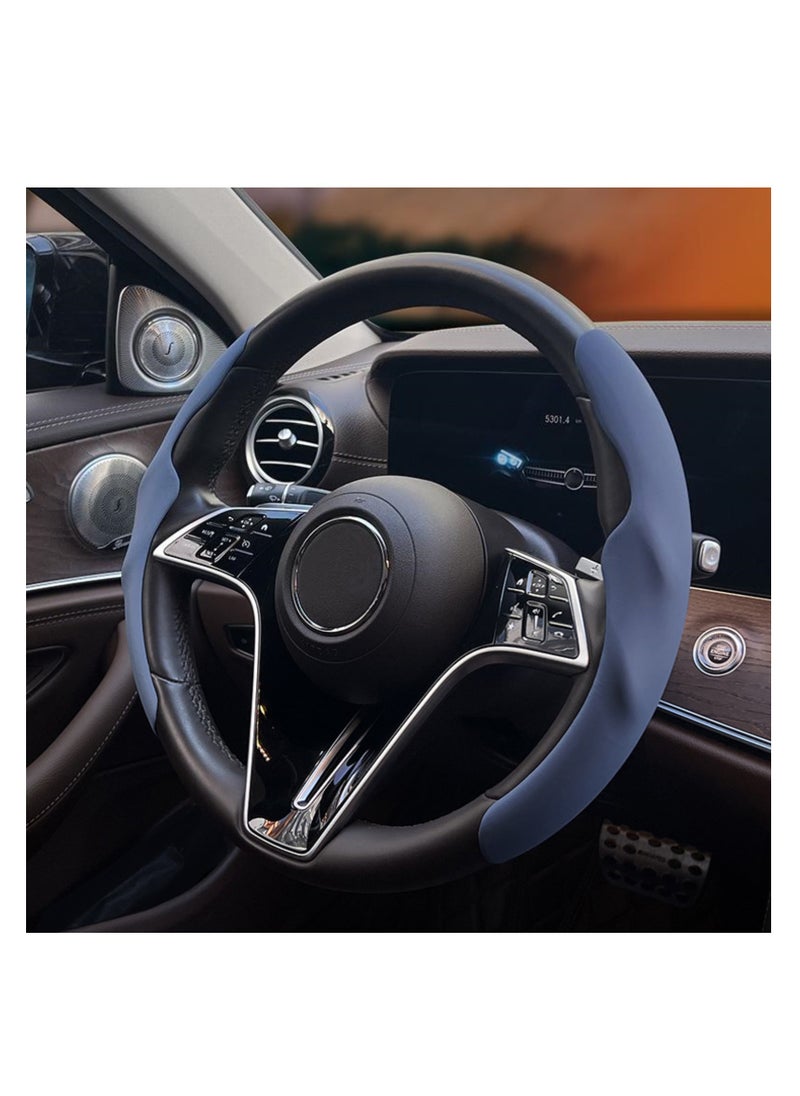 NOVOLAN NOVOLAN Car Steering Wheel Cover Skin-Friendly Liquid Hand Feeling 4 Seasons Universal Sweat-Absorbing Non-Slip Ultra-Thin Men & Women Car Handle Cover Concave & Convex Design Easy to Clean (navy)  - Image 1