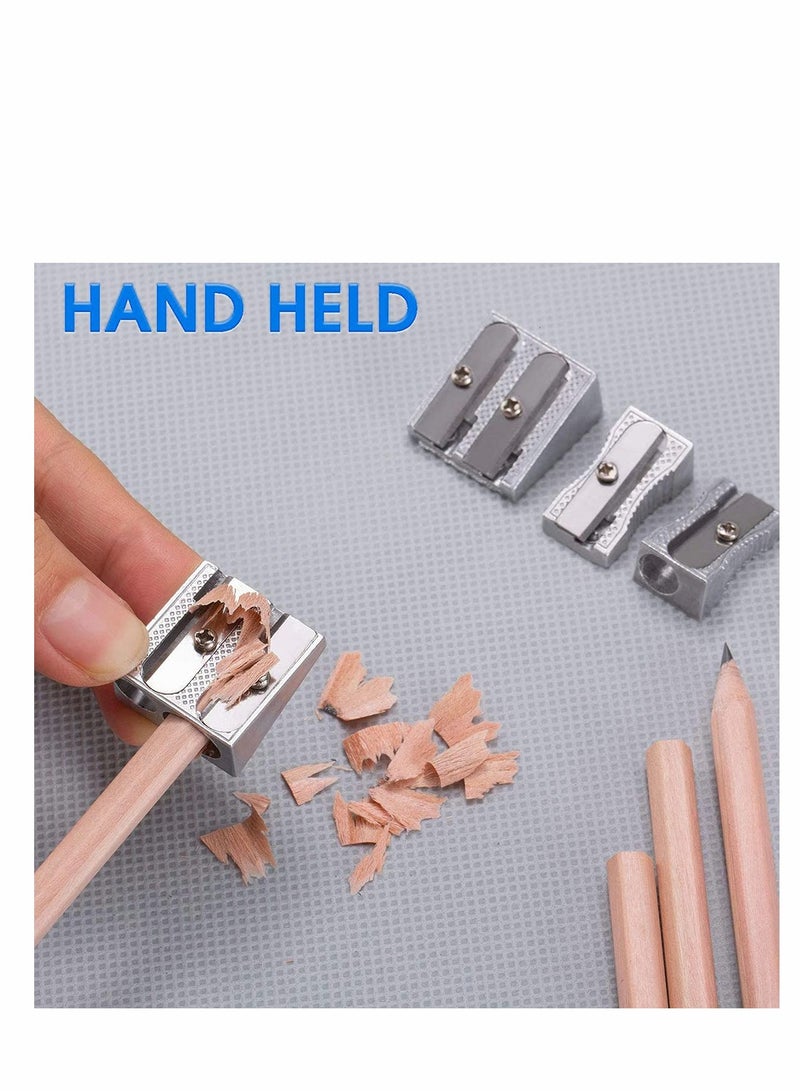 Excefore 2Pcs Handheld Manual Metal Pencil Sharpener, Single hole and Double hole Perfect for Use in Schools, Offices, Homes, Art Projects - Image 3
