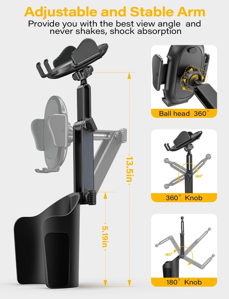 TAZENI Cup Holder Phone Holder for Car Bottle Friendly Cup Phone Holder for Car High Adjustable Mobile Phone Cup Holder Expander for Car Easy to Install & Sturdy & - Image 5