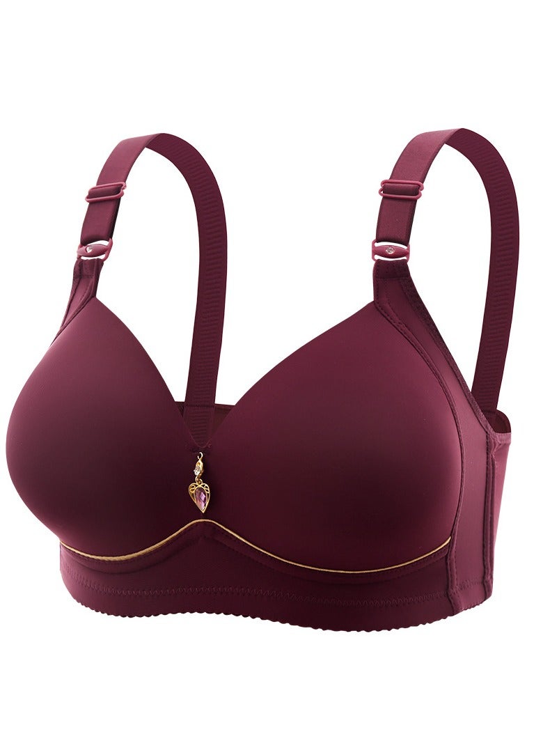 Loquat Womens Soft Seamless Bras wireless Smoothing Bra Purplish Red