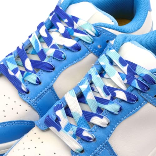 DANHUA Colorful Flat Shoe Laces: 2 Pair 39Inch Blue Camo Printed Shoelaces for Sneakers - Image 3