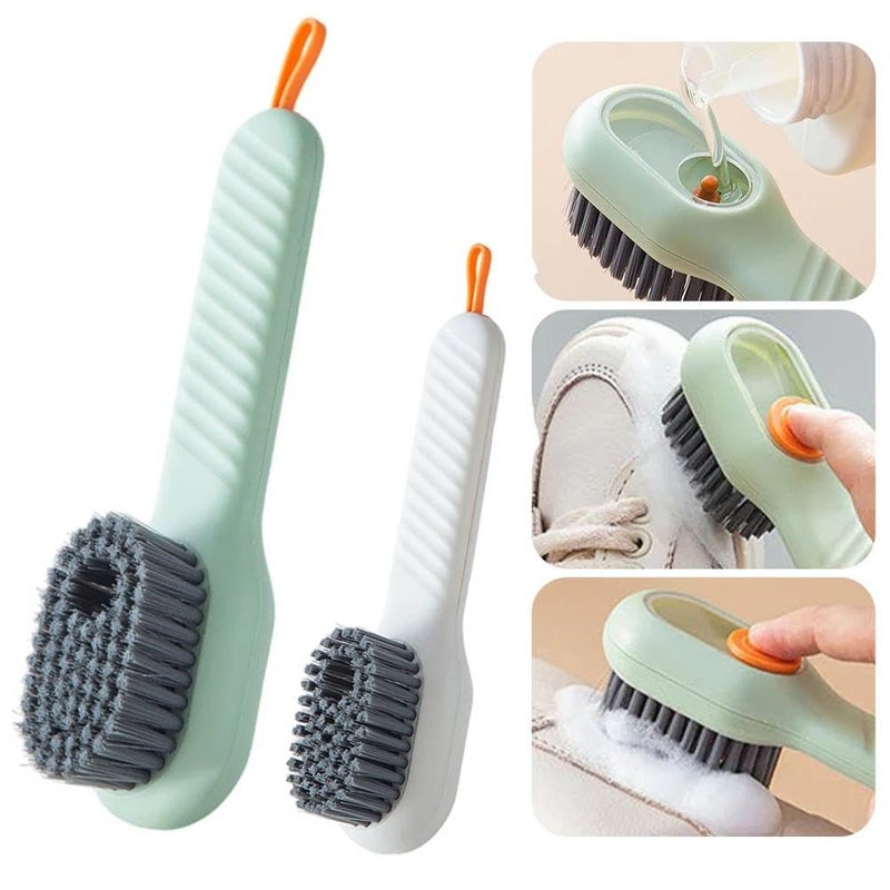 Multifunctional Cleaning Brush with Built-in Liquid Soap Dispenser for Shoes and Clothes, Squeeze Reusable Best Product Supplier Al-Israa (2 Pieces))