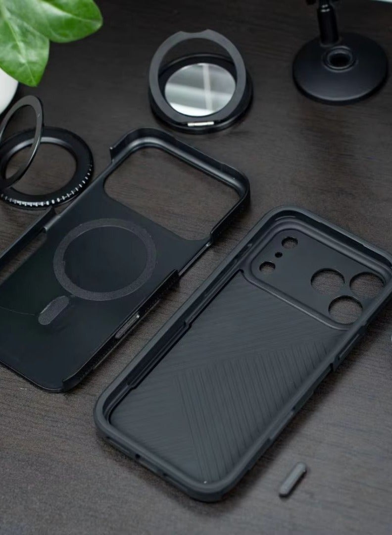 RADSUN Magnetic Armored Case for iPhone 17 Pro – Dual-Layer TPU + PC Rugged Shockproof Cover with Camera Protection – Black - Image 2