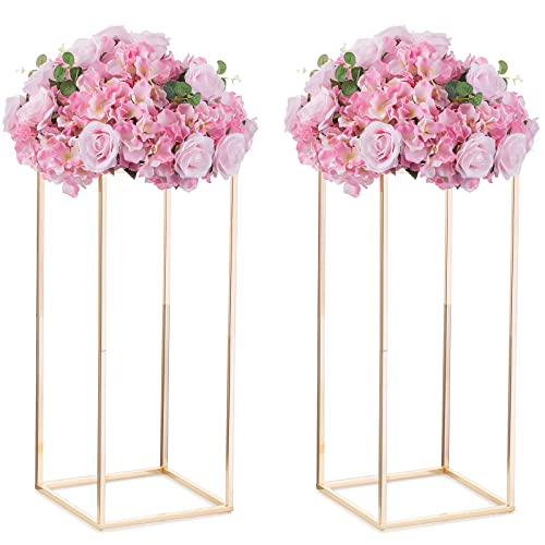Nuptio Gold Vase for Wedding Centerpieces with Acrylic Panel 2 Pcs 23 inch Tall Vases Centerpiece for Tables Home Party Decorations - Image 1