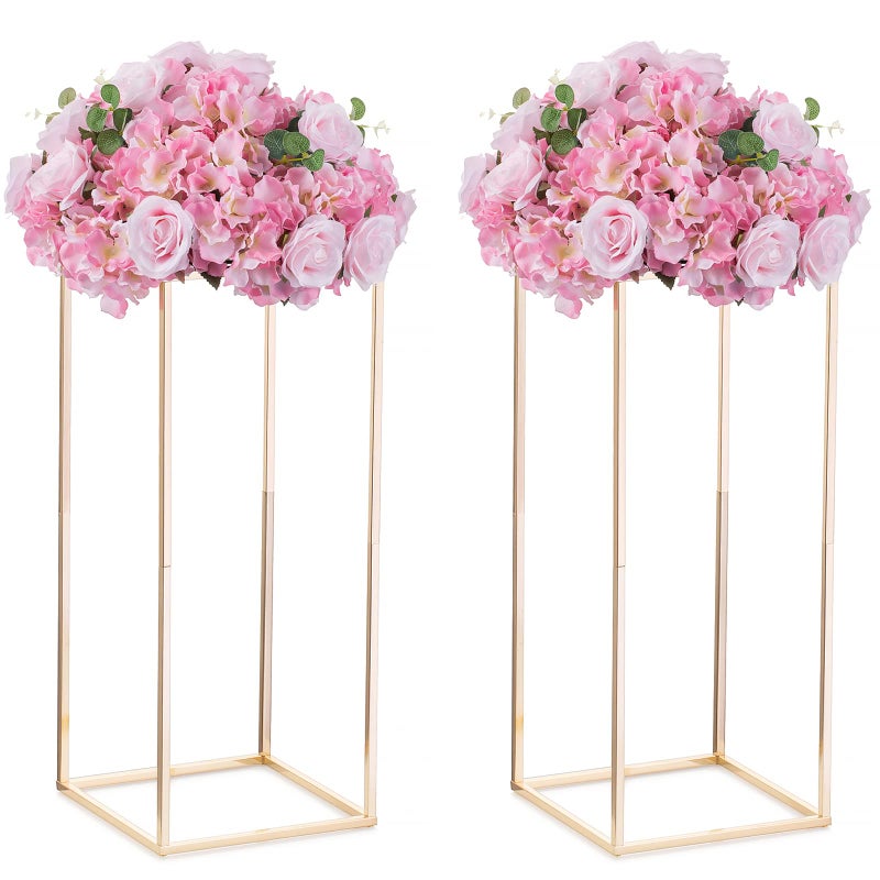 Nuptio Gold Vase for Wedding Centerpieces with Acrylic Panel 2 Pcs 23 inch Tall Vases Centerpiece for Tables Home Party Decorations - Image 2