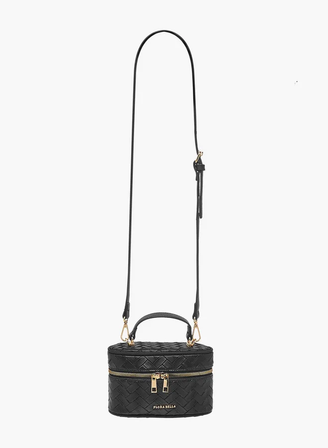 Flora Bella By Shoexpress Textured Crossbody Bag with Detachable Strap and Zip Closure