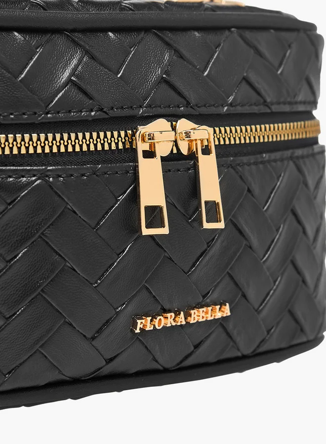 Flora Bella By Shoexpress Textured Crossbody Bag with Detachable Strap and Zip Closure