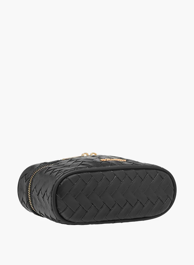 Flora Bella By Shoexpress Textured Crossbody Bag with Detachable Strap and Zip Closure