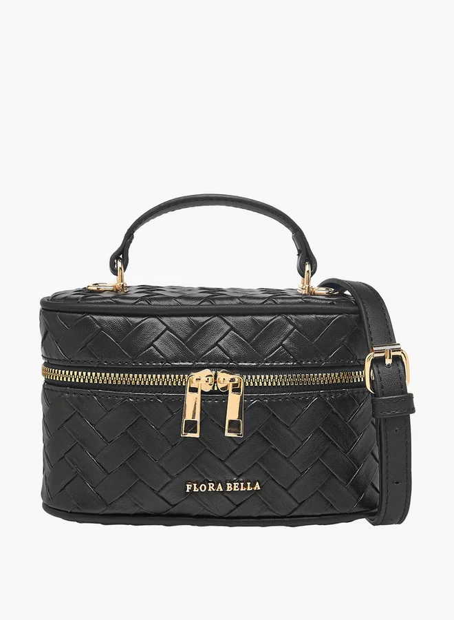 Flora Bella By Shoexpress Textured Crossbody Bag with Detachable Strap and Zip Closure