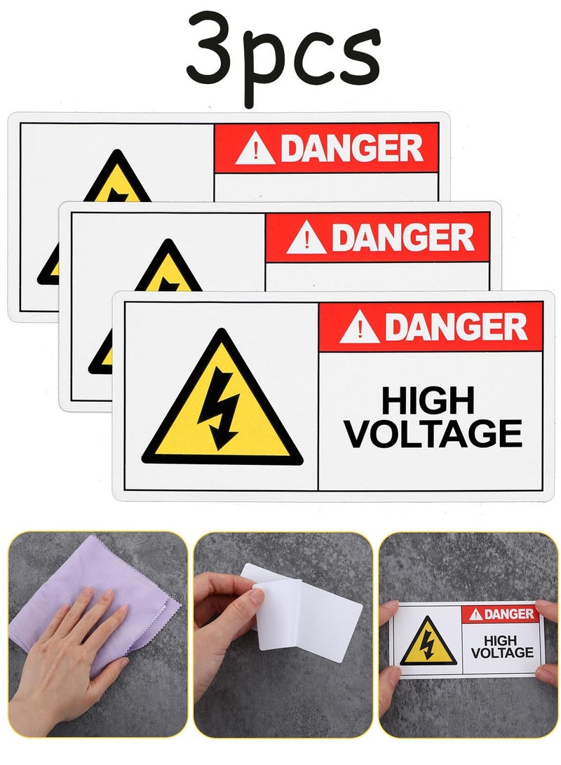 3 PCS High Voltage Warning Stickers, Self Adhesive Electrical Labels, Waterproof UV Resistant Safety Signs for Electrical Equipment - Image 1