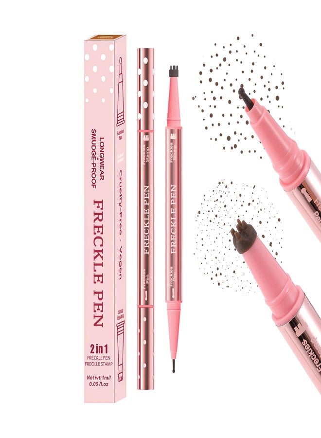 U-Shinein 2 in 1 Freckle Pen Stamp, Long-Lasting Natural Fake Freckles Makeup for Realistic Sun-Kissed Look, Gourd Tip Beauty Tool, 03 Cocoa Smudgy - Image 1