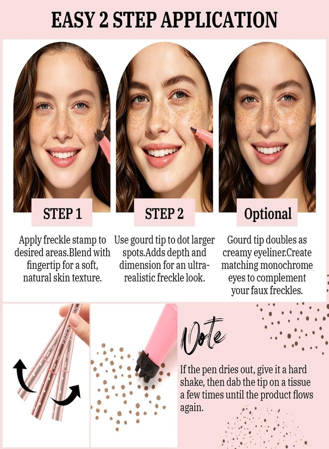 U-Shinein 2 in 1 Freckle Pen Stamp, Long-Lasting Natural Fake Freckles Makeup for Realistic Sun-Kissed Look, Gourd Tip Beauty Tool, 03 Cocoa Smudgy - Image 5