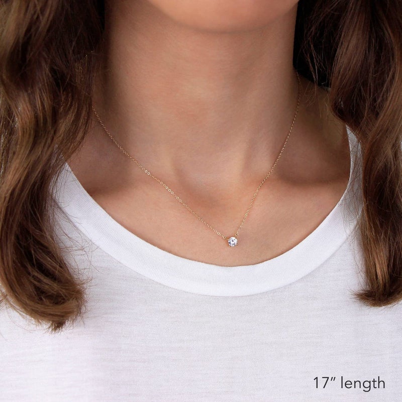 Tewiky Dainty 14k Gold Plated Cubic Zirconia Choke Necklaces for Women Cute Tiny Rhinestone Solitaire Pendant Necklace Jewelry Gifts - Image 2