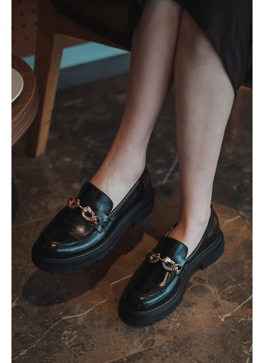 مارجين Women Loafer Thick Sole Buckled Moccasin Casual Shoes Rizya