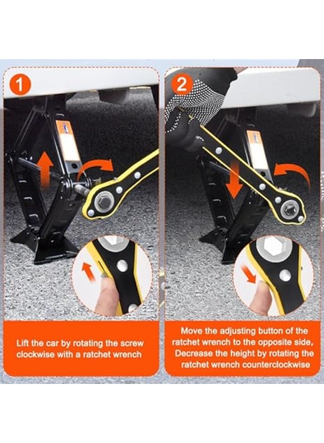 رافعة سيارة مقصية 3 طن – طقم تغيير الإطارات مع مفتاح العروة – أداة طوارئ محمولة للسيارات، سيارات الدفع الرباعي والميني فان - Image 3