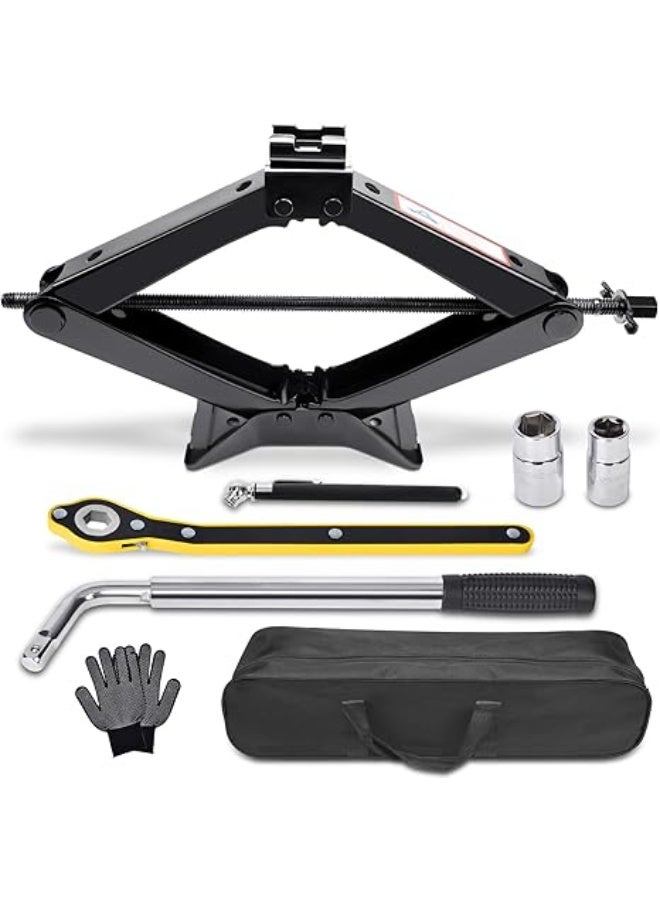 رافعة سيارة مقصية 3 طن – طقم تغيير الإطارات مع مفتاح العروة – أداة طوارئ محمولة للسيارات، سيارات الدفع الرباعي والميني فان - Image 1