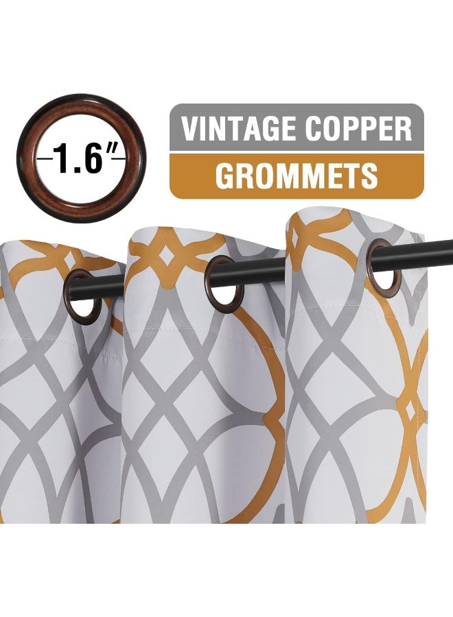 H.VERSAILTEX HVERSAILTEX Blackout Curtains Printed Design 63 Inch Length 2 Panels Set Thermal Insulated Curtains for Bedroom Living Room Geometric Modern Grommet Window Drapes  Dark Denim and Grey - Image 3