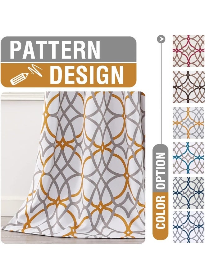 H.VERSAILTEX HVERSAILTEX Blackout Curtains Printed Design 63 Inch Length 2 Panels Set Thermal Insulated Curtains for Bedroom Living Room Geometric Modern Grommet Window Drapes  Dark Denim and Grey - Image 5