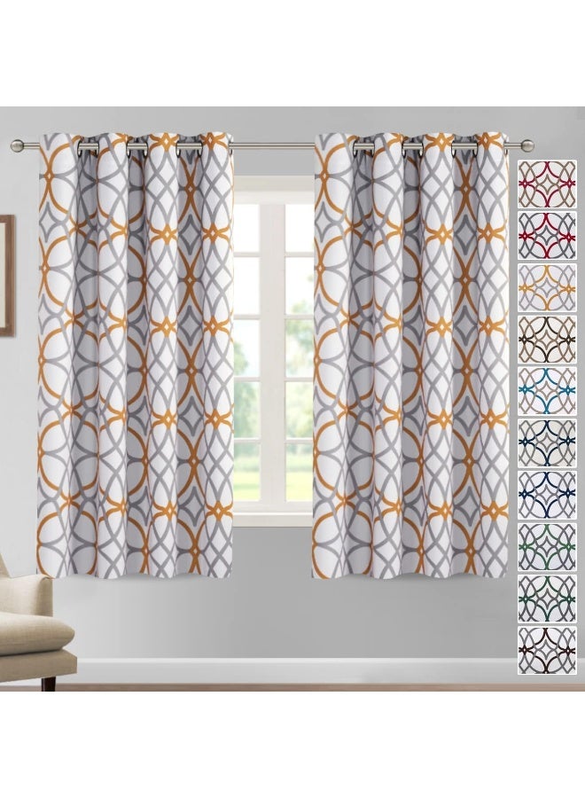 H.VERSAILTEX HVERSAILTEX Blackout Curtains Printed Design 63 Inch Length 2 Panels Set Thermal Insulated Curtains for Bedroom Living Room Geometric Modern Grommet Window Drapes  Dark Denim and Grey - Image 2