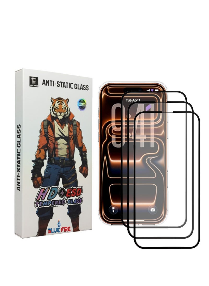 BlueFire 3-Pack Tempered Glass Screen Protector for Apple iPhone 17 Pro 5G (2025) – Triple Pack, Ultra HD Clarity, Full Glue Adhesive, Edge-to-Edge Coverage, Anti-Scratch, Bubble-Free, Precision-Cut, Enhanced Durability & Smooth Touch - Image 1