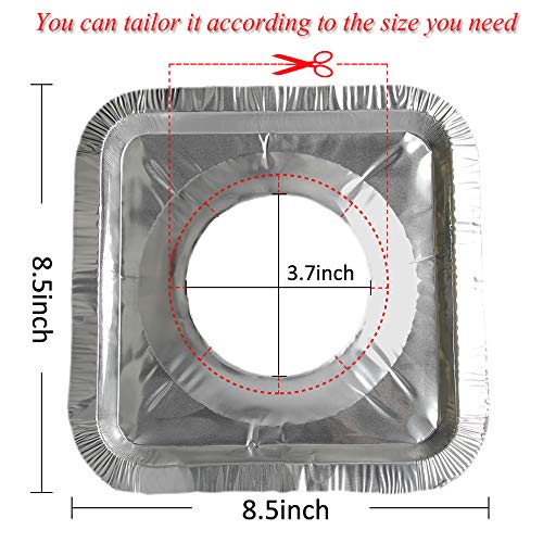 MOACOCK 100 Pack Aluminum Foil Square Stove Burner Covers Disposable Heavy Thick Quality Bib Liners Drip Pans Gas Range Top Protectors 8.5” - Image 2