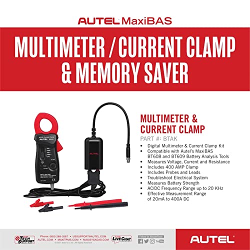 Autel Battery Tester Accessory Kit Autel BTAK Include Digital Multimeter and Current Clamp Compatible with MaxiBAS BT608/BT609 Battery Analysis Tools Measures Voltage Current and Resistance - Image 5