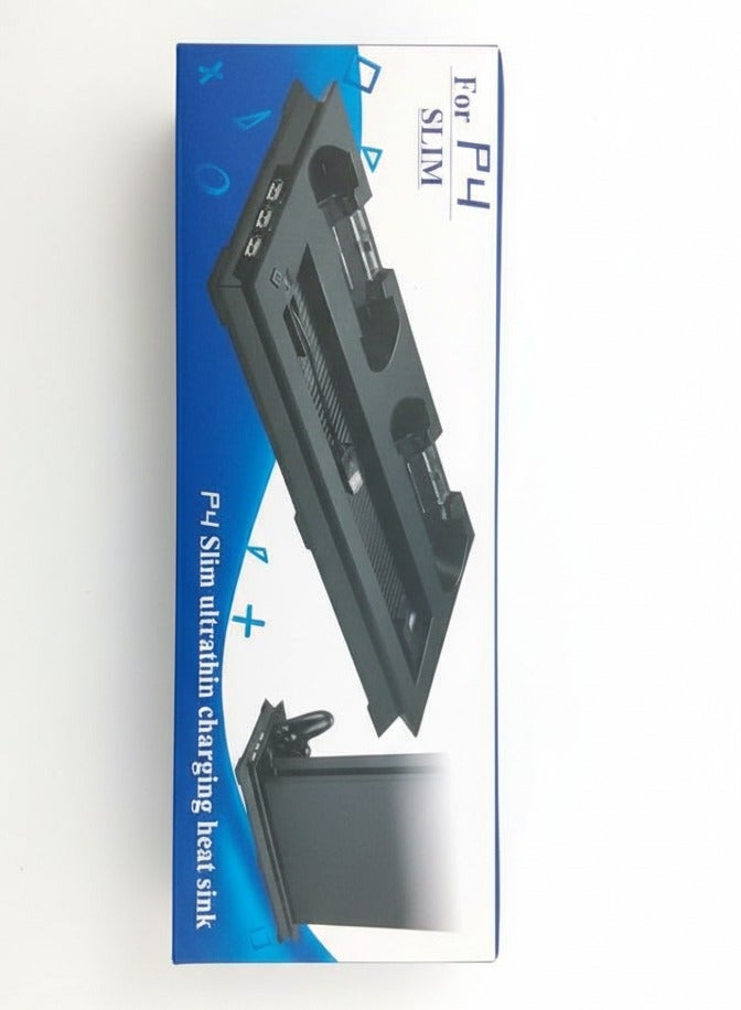 حامل تبريد بلايستيشن 4 سليم مع شاحن ذراعين ومنافذ USB – قاعدة تبريد عمودية لجهاز PS4 Slim - Image 5