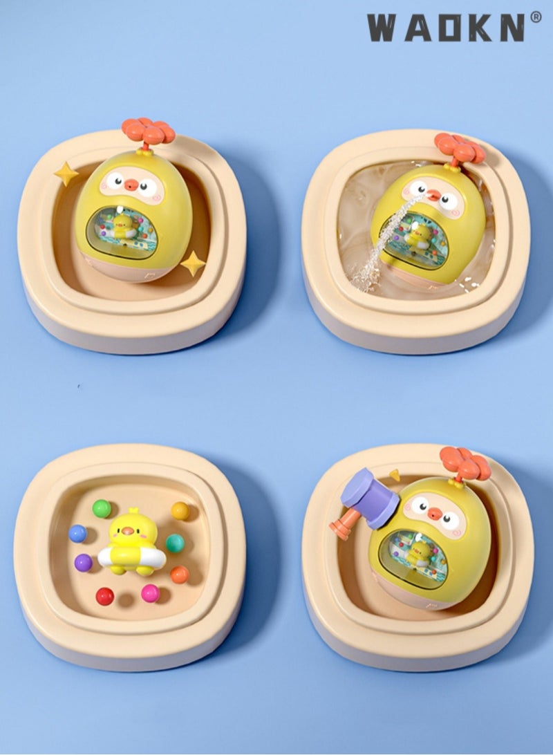 دبليو أيه أو كي أن 2 أزواج طفل حمام لعبة برمائية لطيف متعة رش الماء لعبة الماء حوض استحمام حمام سباحة شاطئ الأطفال ألعاب الطفل 12 شهرا حمام حمام,كرتون حيوان بطة حمام لعبة هدية للطفل والطفل الصغير - Image 4