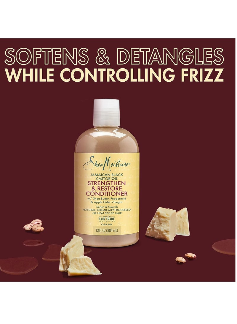 SheaMoisture Conditioner 100% Pure Jamaican Black Castor Oil To Intensely Smooth And Nourish Hair With Shea Butter, Peppermint And Apple Cider Vinegar - Image 2