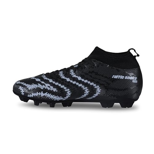 Aivin Pro Rattle Snake Football Stud, Lightweight Insole/Comfort and Grip Football Shoes for Men Black/White - Image 1