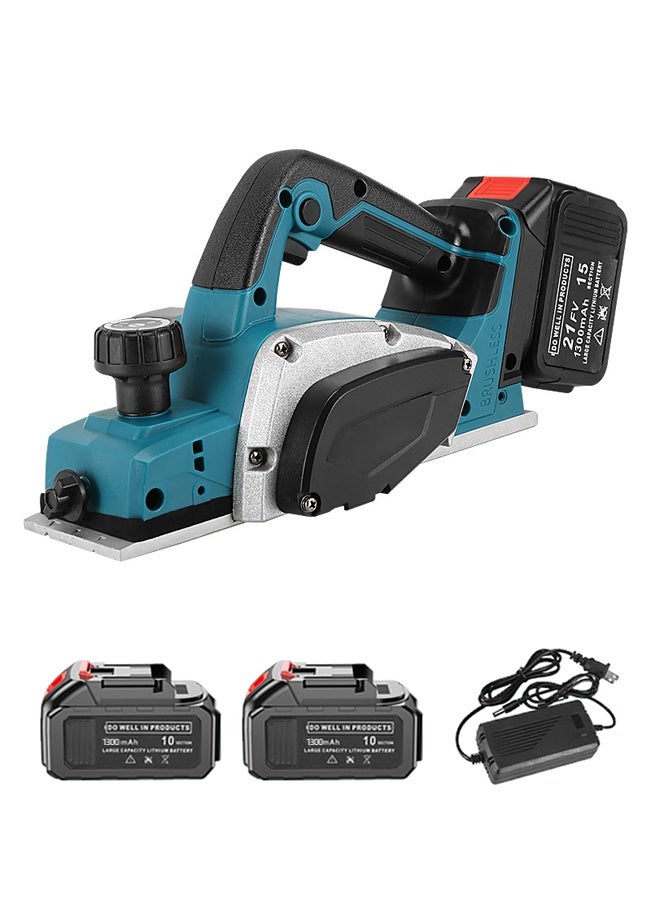 ALongDeng 21V Cordless Electric Wood Planer Kit with 2 Batteries & 1 Charger Adjustable Depth Fast Charging Professional Planers for Woodworking and DIY Projects - Image 1