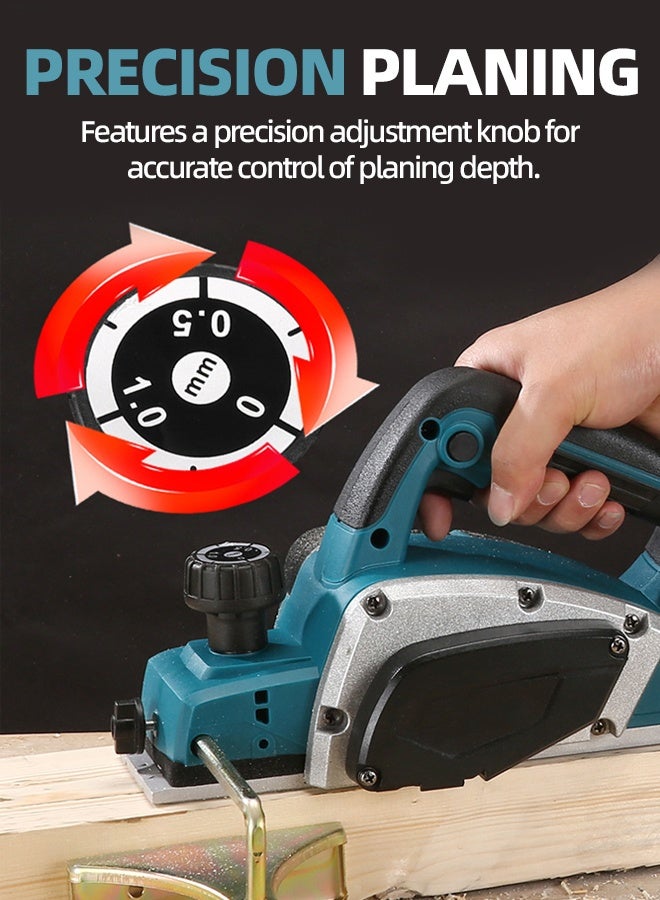 ALongDeng 21V Cordless Electric Wood Planer Kit with 2 Batteries & 1 Charger Adjustable Depth Fast Charging Professional Planers for Woodworking and DIY Projects - Image 4