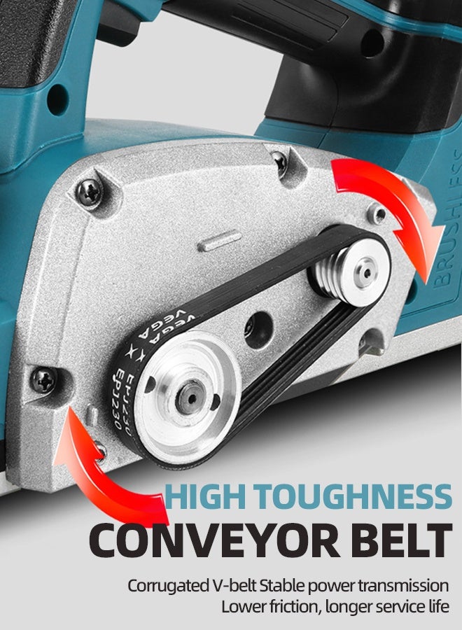 ALongDeng 21V Cordless Electric Wood Planer Kit with 2 Batteries & 1 Charger Adjustable Depth Fast Charging Professional Planers for Woodworking and DIY Projects - Image 5