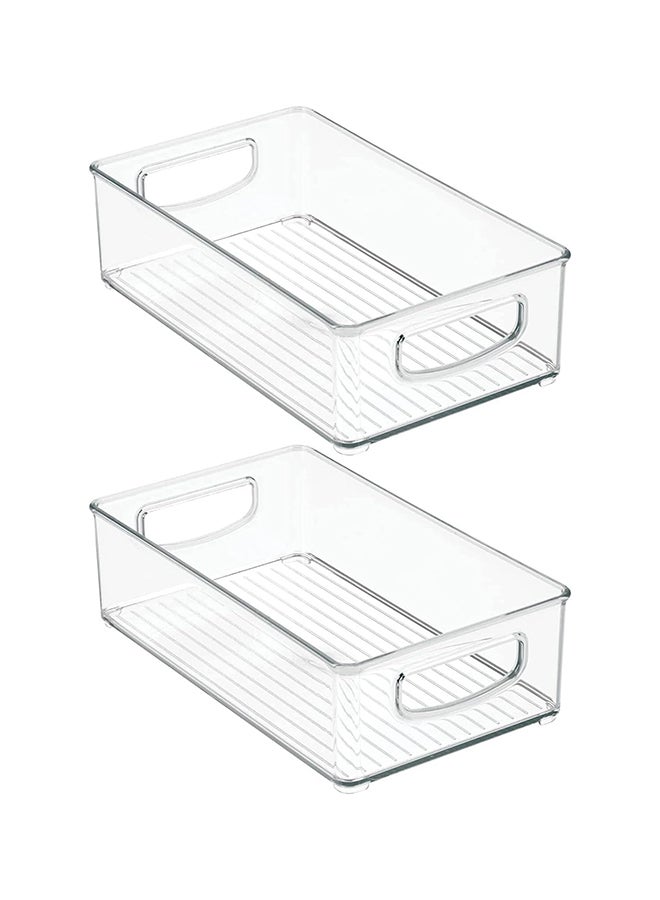 Stackable Acrylic Fridge Organizer Sturdy Pantry And Refrigerator Storage Containers Bins With Handles | Large | Pack Of 02 | For Bathroom, Kitchen Cabinet, Pantry, Home Organization - Image 1