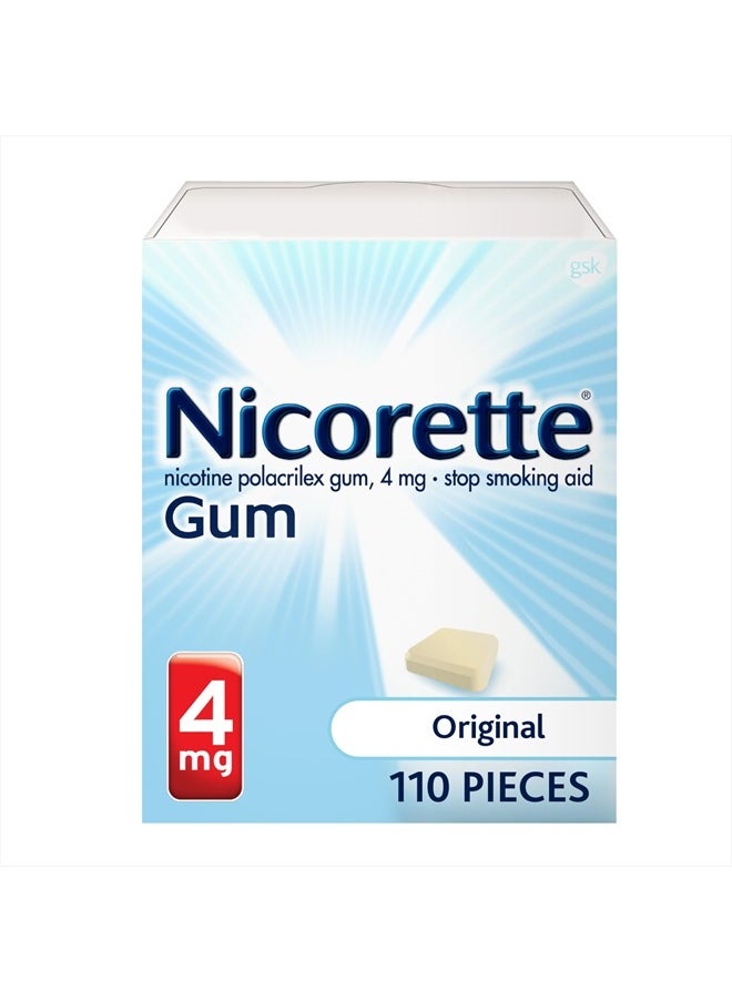 nicorette Nicotine Gum to Help Stop Smoking, 4 mg, Original Stop Smoking Aid - 110 Count  - Image 1