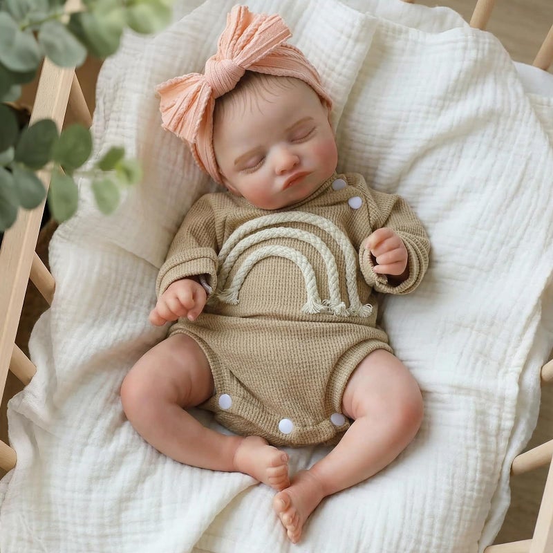 KSBD Realistic Reborn Baby Dolls-20 inch Sleeping Lifelike Newborn Real Life Baby Dolls, Soft Cloth Body with Feeding Toy Accessories for Kids Age 3 + - Image 3