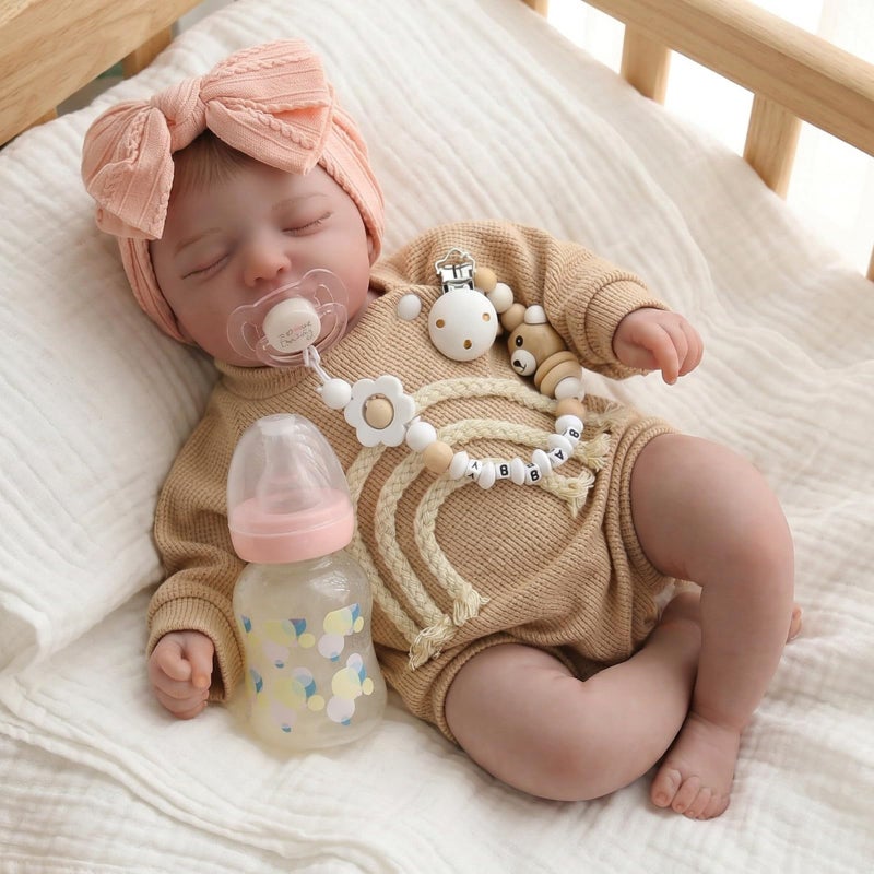 KSBD Realistic Reborn Baby Dolls-20 inch Sleeping Lifelike Newborn Real Life Baby Dolls, Soft Cloth Body with Feeding Toy Accessories for Kids Age 3 + - Image 2
