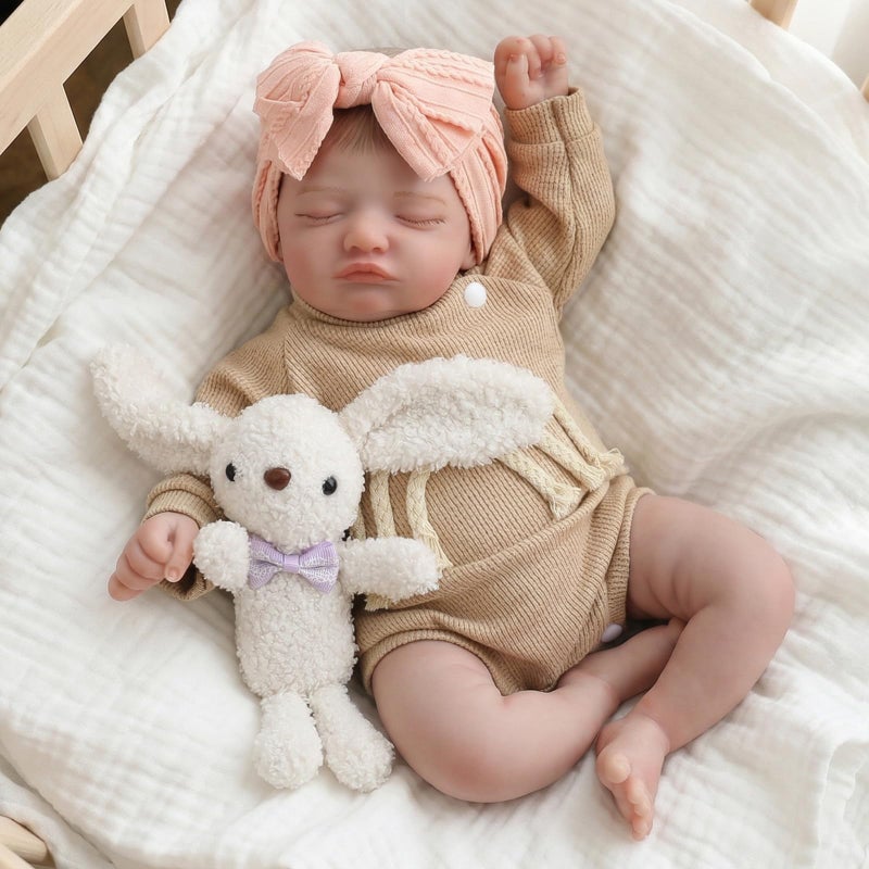 KSBD Realistic Reborn Baby Dolls-20 inch Sleeping Lifelike Newborn Real Life Baby Dolls, Soft Cloth Body with Feeding Toy Accessories for Kids Age 3 + - Image 4