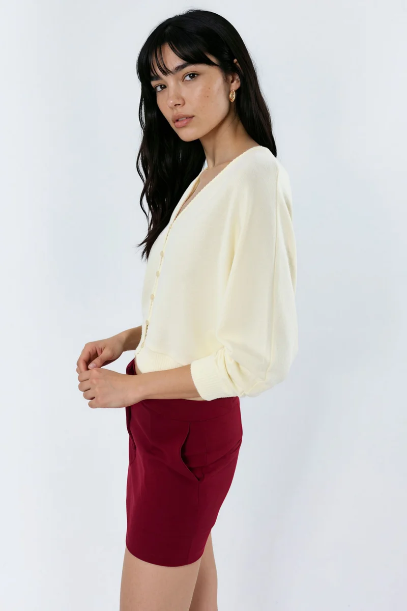 Busem BUSEM V-Neck Ribbed Crop Cardigan