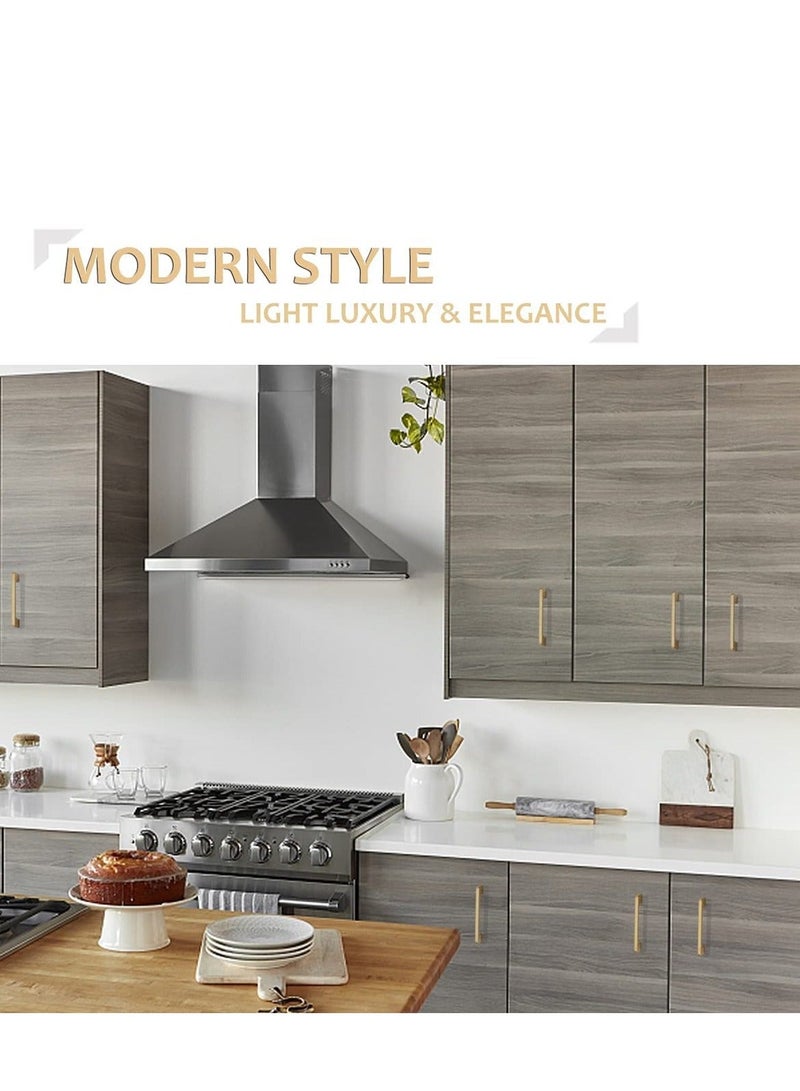 Golden Kitchen Cupboard Handles, Modern Gold Door Handle Aluminum Alloy Cabinet Handle Drawer Pulls Square Furniture Handle Set for Kitchen and Bathroom Cabinets Cupboard(6Pcs 128mm) - Image 4