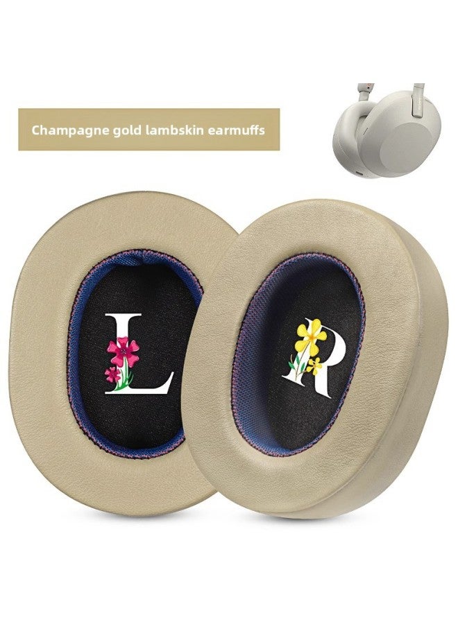 For Sony For Sony Wh1000xm5 Earmuffs 1000XM4 1000XM3 1000XM2 Headphone Cover Sponge Cover-Color:1000xm5-champagne Color Inner Purple Lambskin Earmuffs 1 Piece  - Image 1