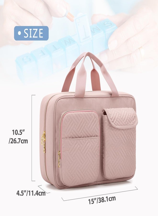 Damero منظم الأدوية داميرو، حقيبة سفر لتخزين زجاجات الحبوب للأدوية الموصوفة، المستلزمات الطبية - وردي ضبابي - Image 4